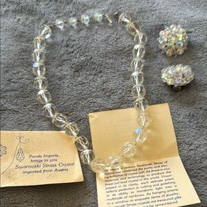 Swarovski Crystal Necklace and Earrings Set - Silver